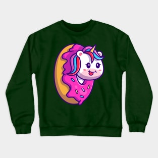 Cute Unicorn Doughnut Cartoon Crewneck Sweatshirt